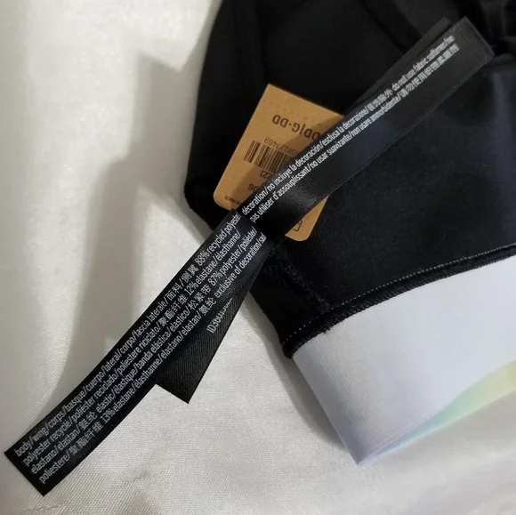 PINK Victoria's Secret Black Ultimate Sports Bra Strappy Bralette Logo New Large - Picture 13 of 16